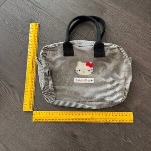 vintage 1986 hello kitty zipper striped tote bag